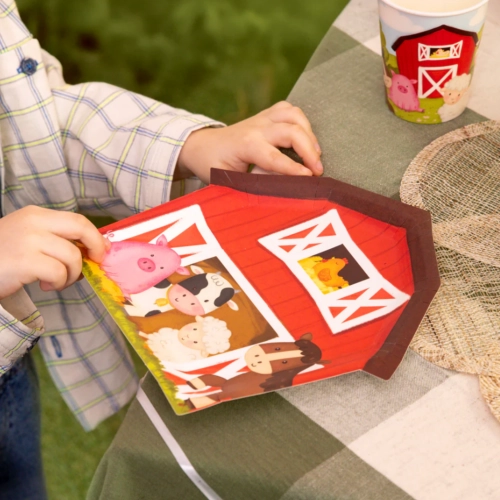 Talerzyki papierowe 6 sztuk farma zwierzęta dekoracje urodzinowe ozdoby na stół