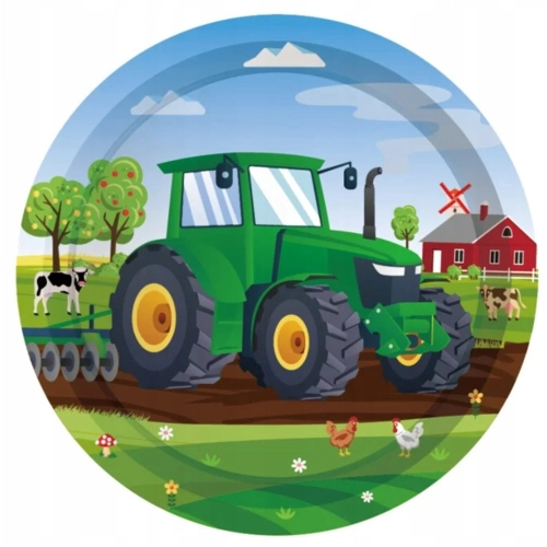 TALERZYKI papierowe jednorazowe NA URODZINY farma traktor 6 szt