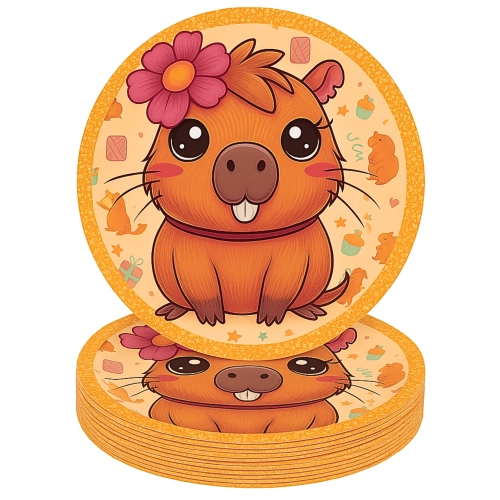 Talerzyki jednorazowe papierowe kapibara 6szt