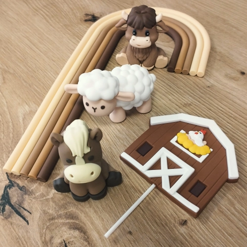 Topper na tort figurki 5 sztuk zwierzęta farma tęcza dekoracje urodzinowe ozdoby