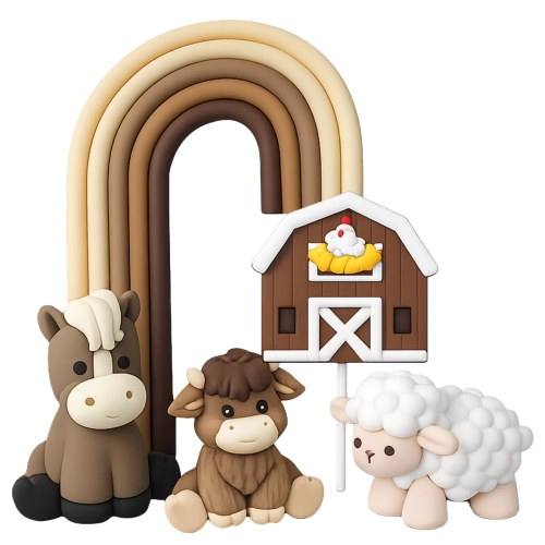 Topper na tort figurki 5 sztuk zwierzęta farma tęcza dekoracje urodzinowe ozdoby