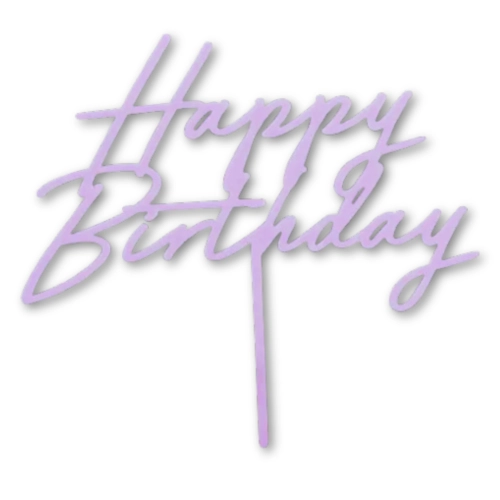 Topper ozdoby na tort napis Happy Birthday fioletowy dekoracje urodzinowe 1szt