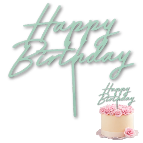 Topper ozdoby na tort napis Happy Birthday zielony dekoracje urodzinowe 1szt