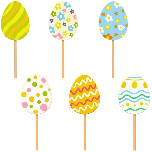 Topper na tort piker 6 sztuk pisanki jajeczka kolorowe na babeczki Wielkanoc