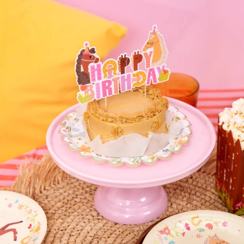 Topper ozdoby na tort kolorowe koniki napis Happy Birthday koń dekoracje urodzinowe