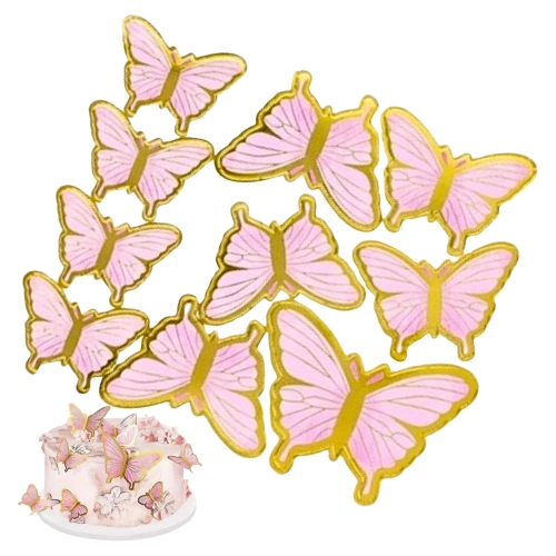 Topper piker dekoracja tort motyle roczek urodziny baby shower złoty 10szt
