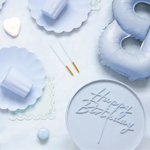 Topper ozdoby na tort napis Happy Birthday niebieski dekoracje urodzinowe 1szt