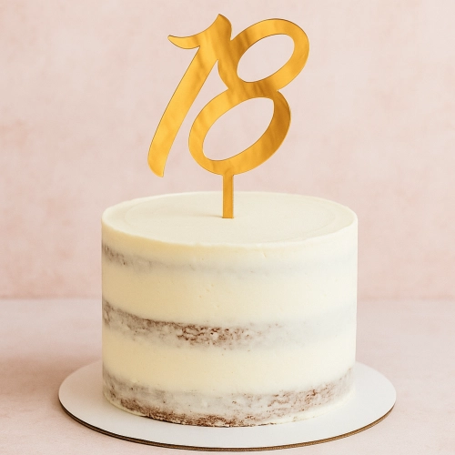 Topper ozdoby na tort cyfra 18 złota dekoracje urodzinowe