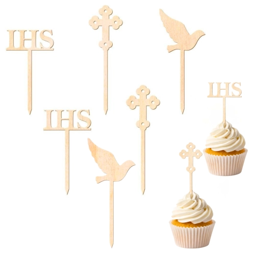 Topper na tort muffinki krzyż gołąbek IHS ozdoby dekoracje komunijne