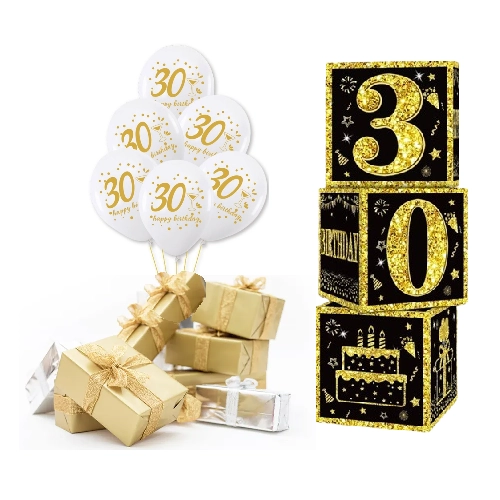 BALONY dekoracje urodzinowe ZESTAW BALONÓW 30 urodziny lateksowe BIAŁE 6szt