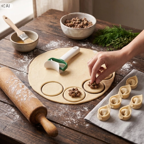 Wykrawacz pierożnica wałek radełko forma do pierogów pierogi ciastka do wycinania kółek