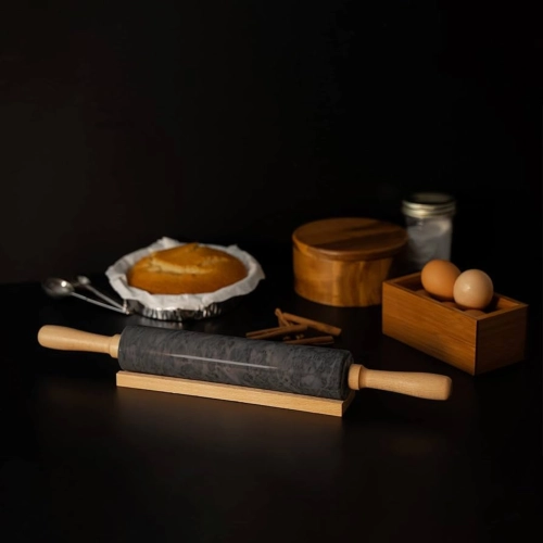 WAŁEK DO CIASTA MARMUROWY kuchenny KAMIENNY OBROTOWY 45cm CIĘŻKI na PREZENT