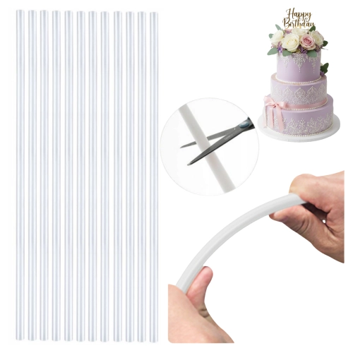 Wspornik do tortu 30 cm 12 sztuk wsporniki do tortu piętrowego rurki długie białe