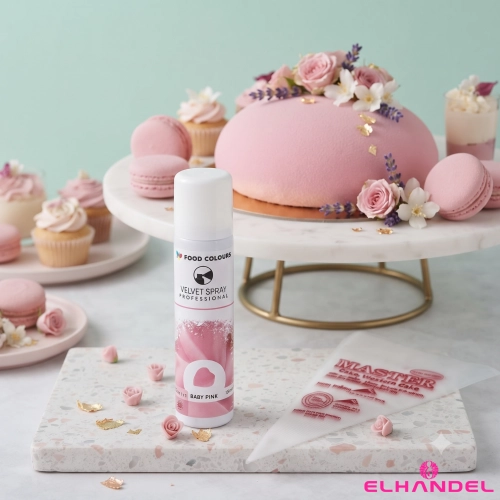 Barwnik spożywczy 100ml jadalny zamsz w spray różowy ozdoby velvet i rękaw cukierniczy