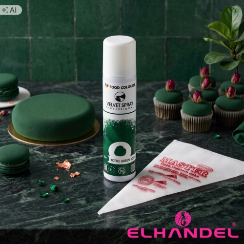 Barwnik spożywczy 100ml jadalny zamsz w spray zielony ozdoby velvet i rękaw cukierniczy