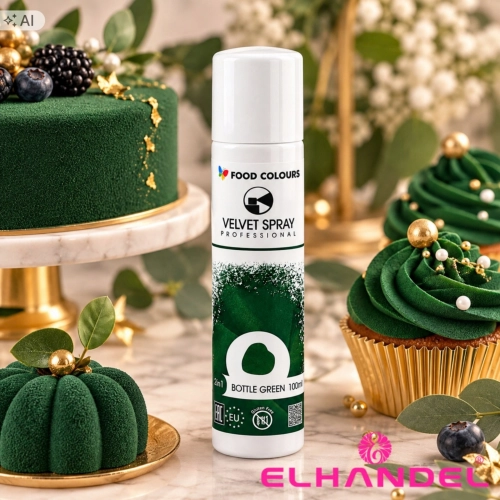 Barwnik spożywczy 100ml jadalny zamsz w spray zielony ozdoby velvet i rękaw cukierniczy