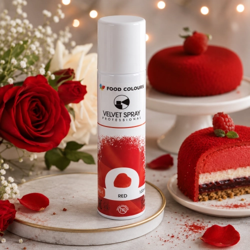 Barwnik spożywczy 100ml jadalny zamsz w spray czerwony ozdoby velvet i rękaw cukierniczy
