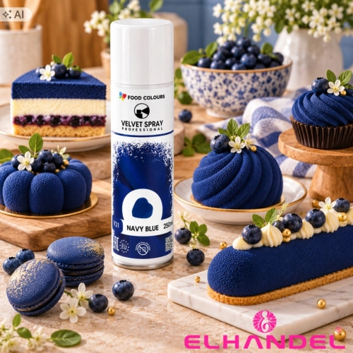 Barwnik spożywczy 250ml jadalny zamsz w spray niebieski ozdoby velvet i rękaw cukierniczy
