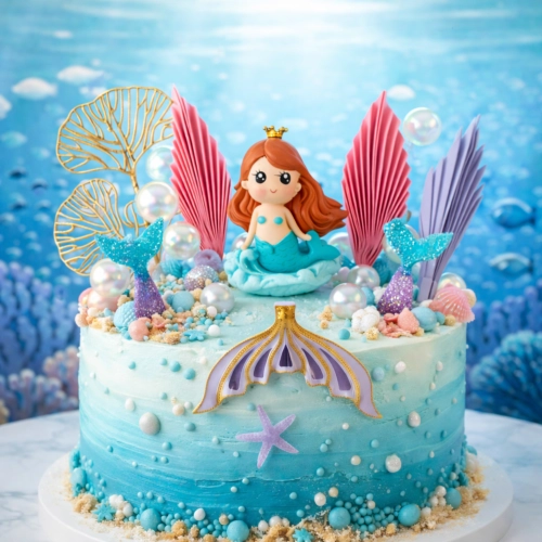 Topper na tort syrena dekoracje morskie urodziny ogon syreny muszla ozdoby 31el