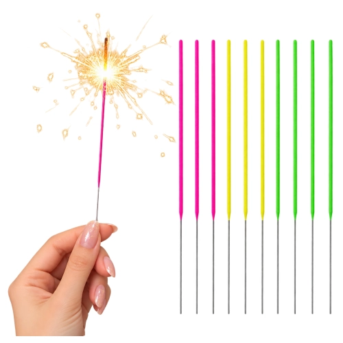 Zimne ognie 10sztuk sparkles kolorowe neonowe dekoracje urodzinowe sylwester party