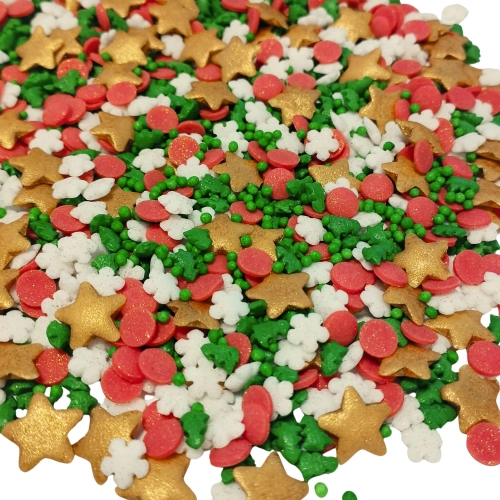 Posypka cukrowa na tort Boże Narodzenie choinka maczki gwiazdki dekoracja święta mix 1kg