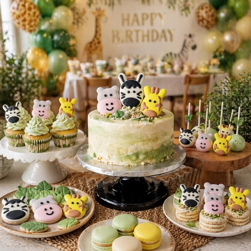 Dekoracje cukrowe na tort 6 sztuk zwierzęta zebra hipopotam żyrafa na babeczki dekoracje urodzinowe