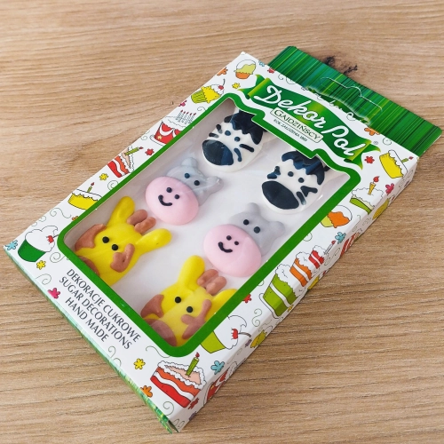 Dekoracje cukrowe na tort 6 sztuk zwierzęta zebra hipopotam żyrafa na babeczki dekoracje urodzinowe