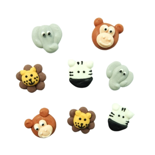 Figurki mini ozdoby na tort małpka lew słoń zebra dekoracje urodzinowe zoo safari zestaw cukrowy 8 sztuk