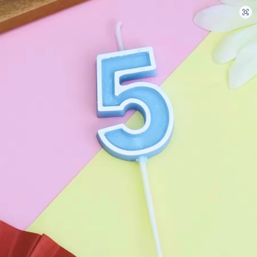 Świeczka na tort niebieska cyfra 5 świeczki urodzinowe ozdobne 1szt