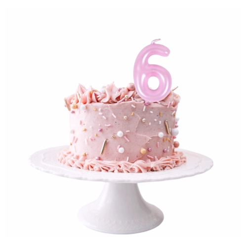Świeczki na tort cyfra 6 różowy perła świeczka urodzinowa dekoracje na tort