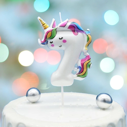 Świeczka urodziny dekoracja na tort jednorożec unicorn cyfra 7